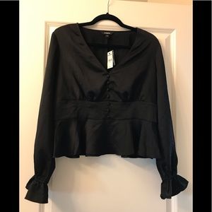 Express V-Neck Button Front Peplum Top